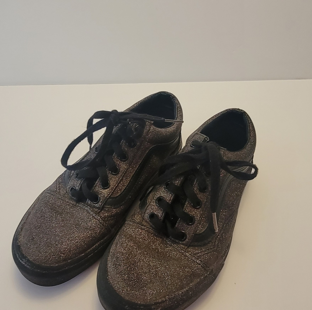 VANS BLACK Rainbow Glitter Womens size 7 Mens 5.5